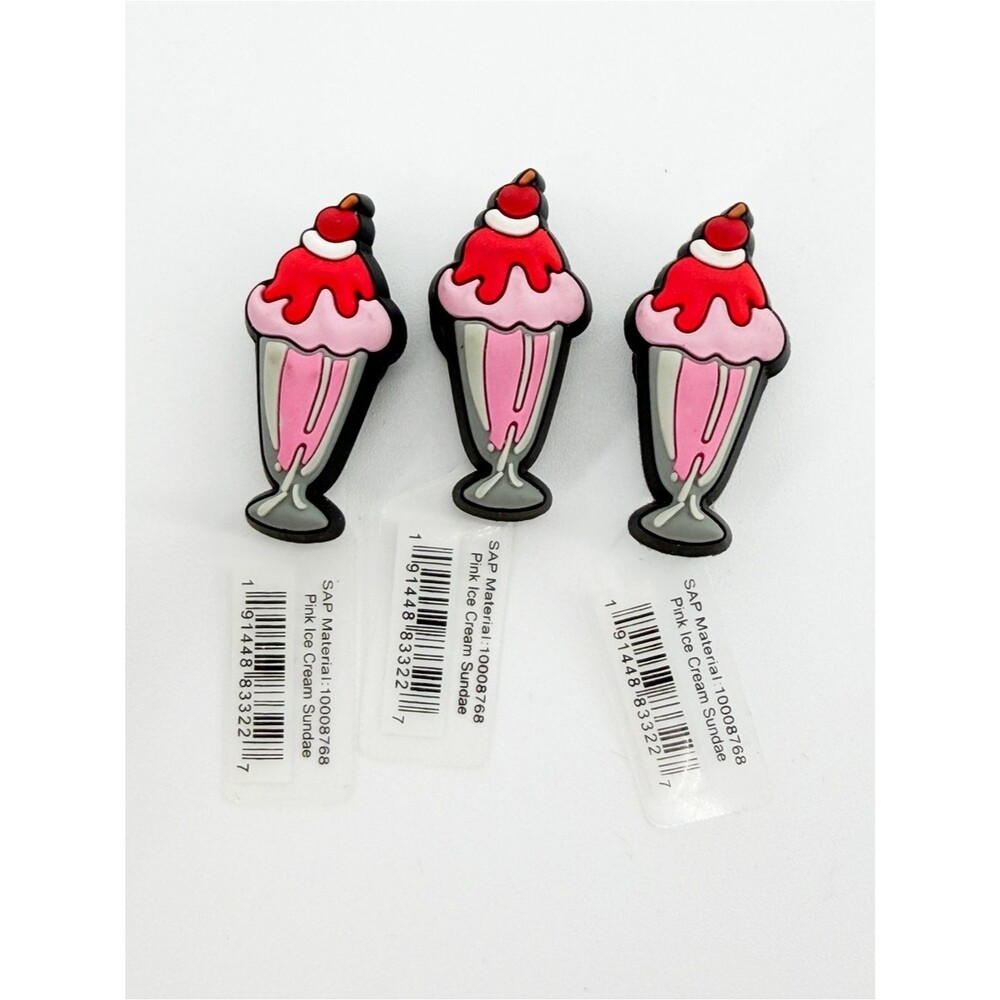 Crocs Jibbitz Pink Ice Cream Sundae Shoe Charms Set of 3 NEW